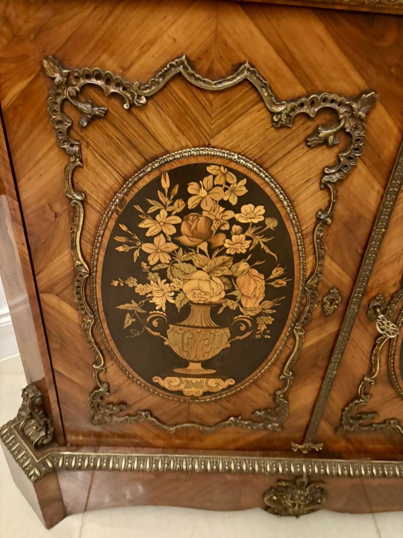 Exceptional Quality Antique French Louis XVI Style Marble-Top Side Cabinet